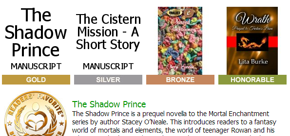 THE SHADOW PRINCE by Stacey O’Neale won gold in the Readers’ Favorite Awards!